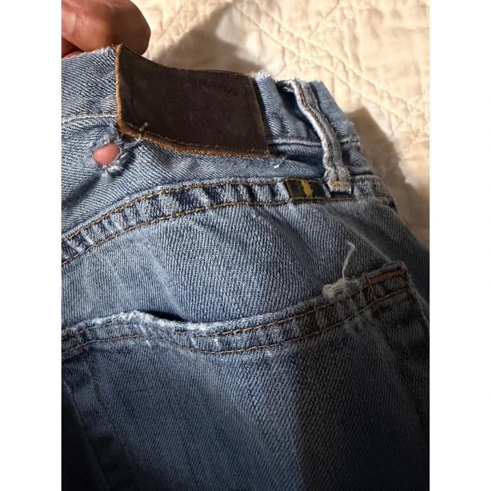 Lucky Brand 181 Relaxed Straight Mens Blue Distressed Denim Jeans 33x34